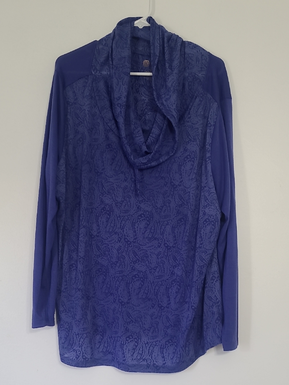 Purple & Lavender Paisley Cowl Neck Long Sleeve Top
